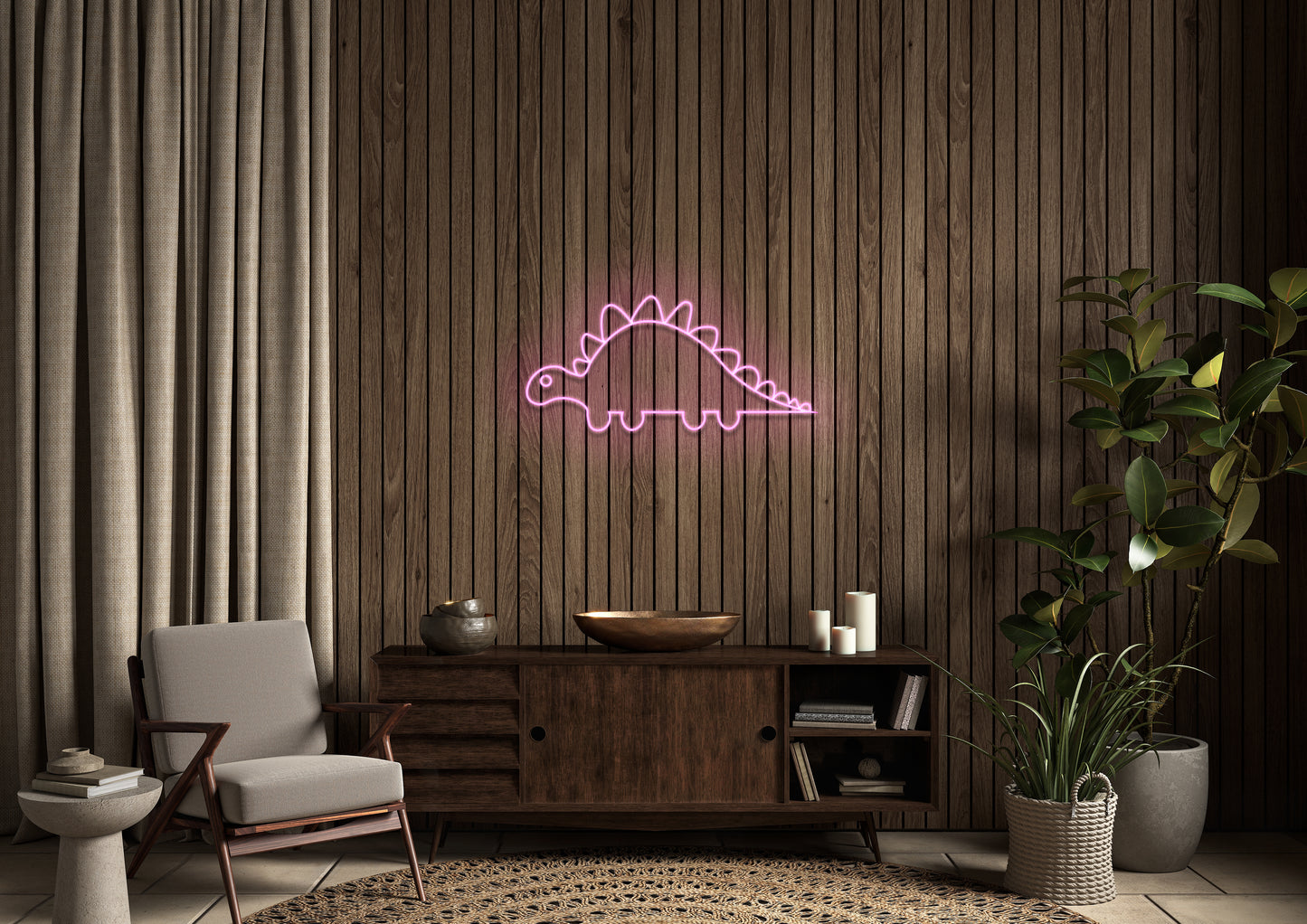 Baby Stegosaurus - Neon Sign