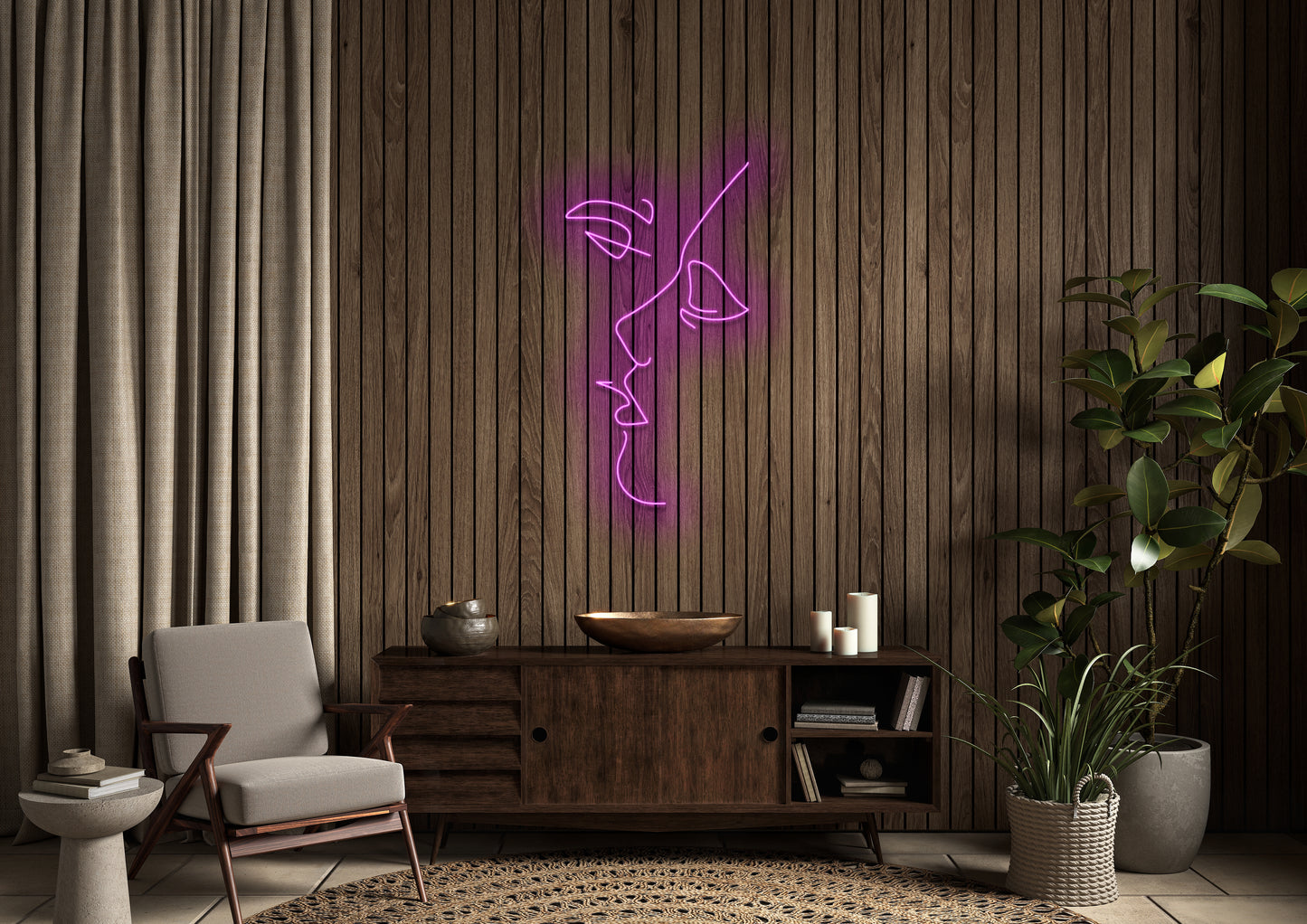Kissing line art - Neon Sign