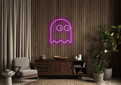 Pacman Ghost (double line) - Neon Sign