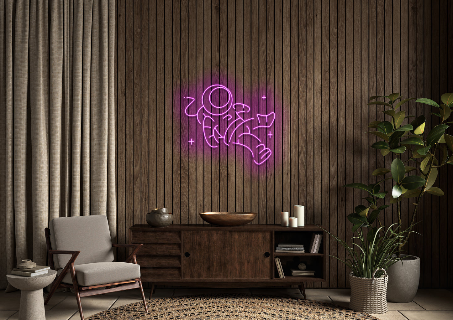 Spaceman Zero G-force - Neon Sign