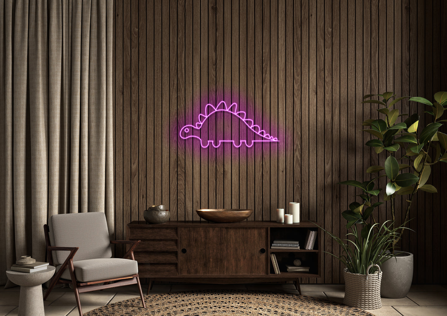 Baby Stegosaurus - Neon Sign