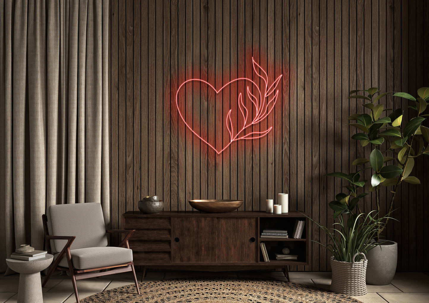 Heart Plant - Neon Sign