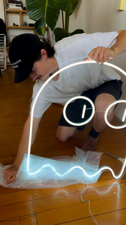Pac Man Ghost (single line) - Neon Sign