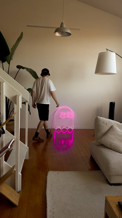 Pac Man Ghost (single line) - Neon Sign