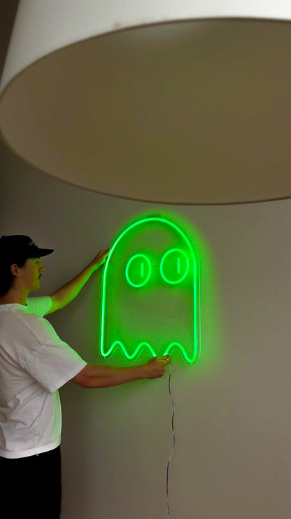 Pac Man Ghost (single line) - Neon Sign