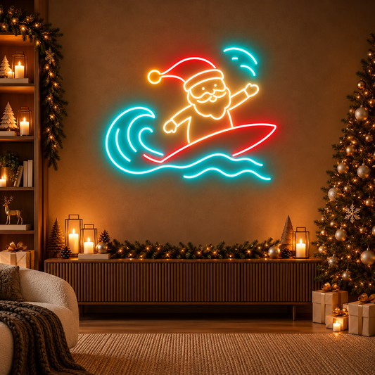 Surfing Santa - Neon Sign