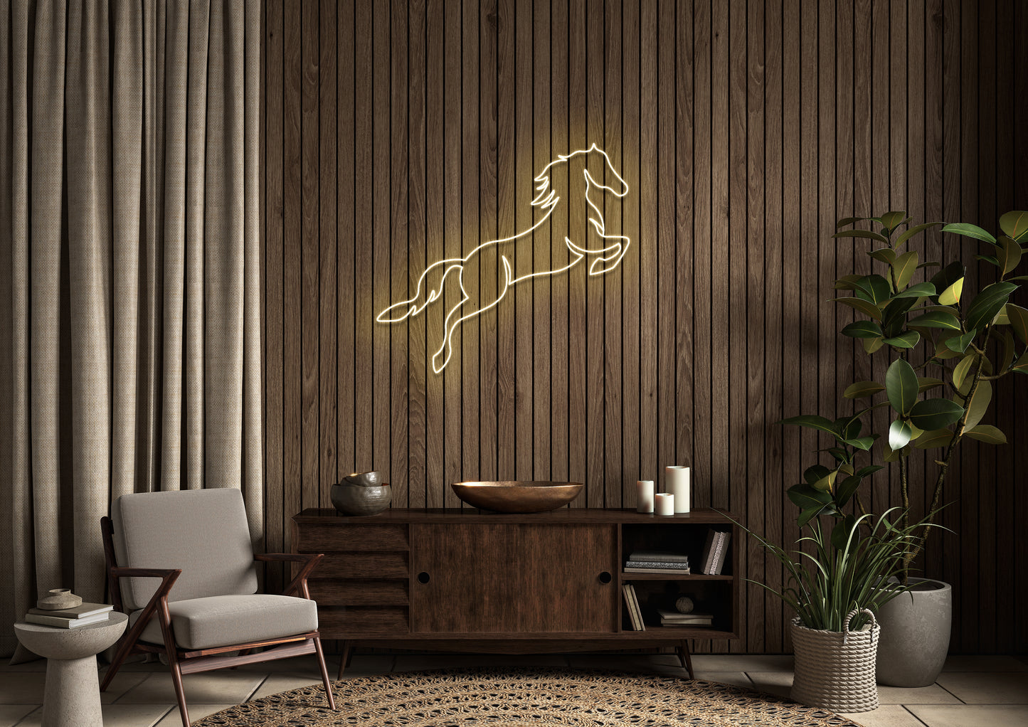Horse Jumping - Neon Sign