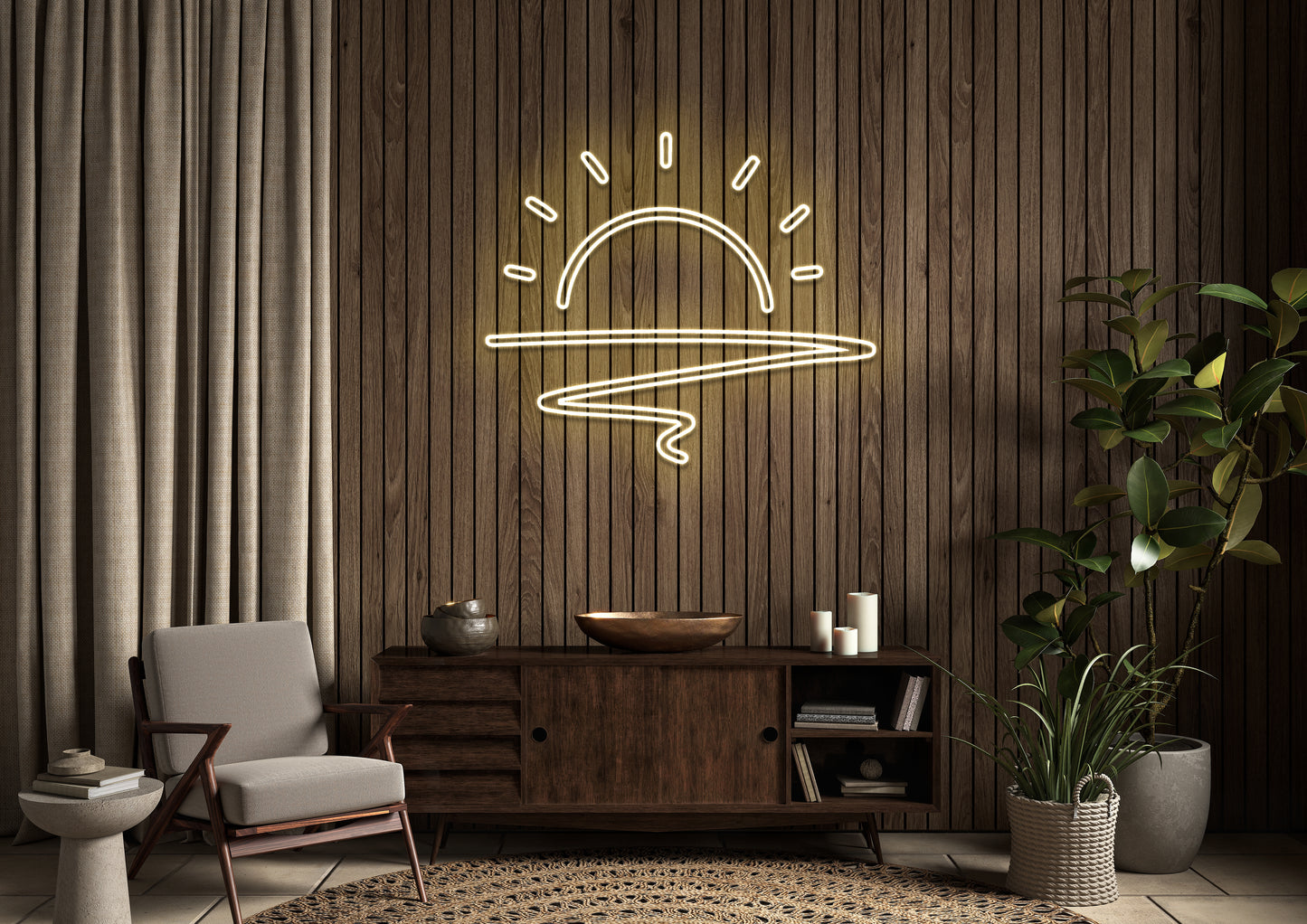 Sunset Outline (Double Line) - Neon Sign