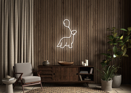 Dino & Balloon - Neon Sign