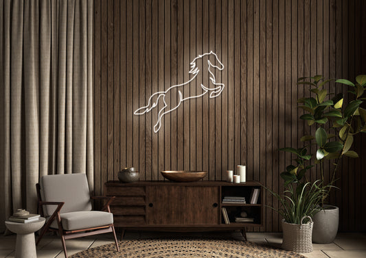 Horse Jumping - Neon Sign