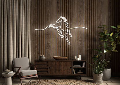 Horse Running Line art - Neon Sign