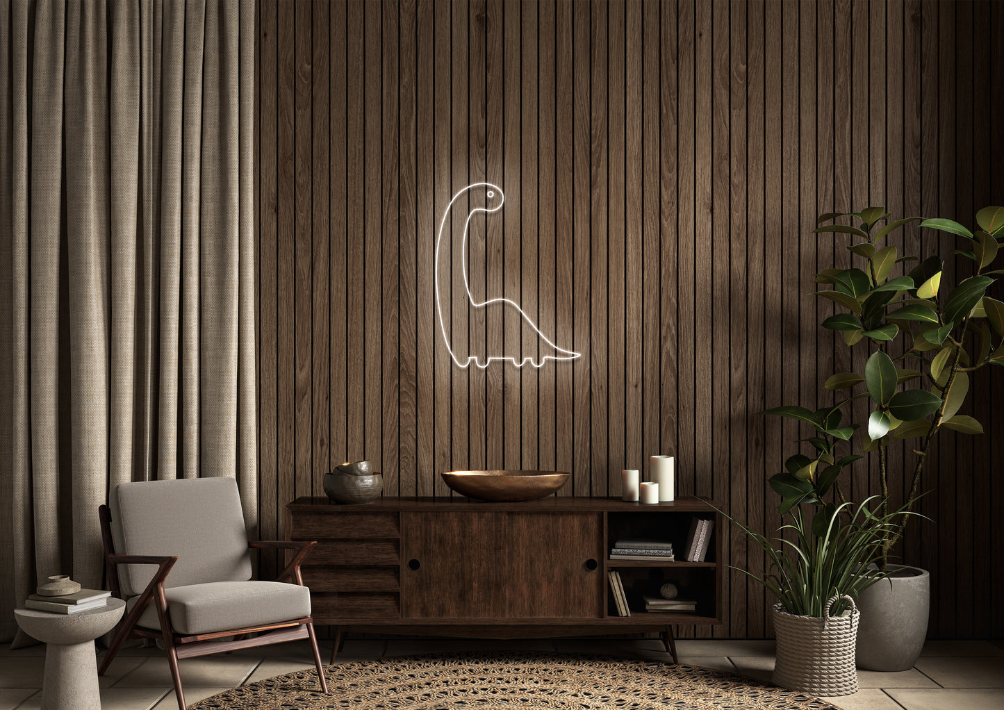 Long Neck Dino - Neon Sign