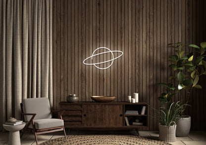 Line Drawn Planet - Neon Sign