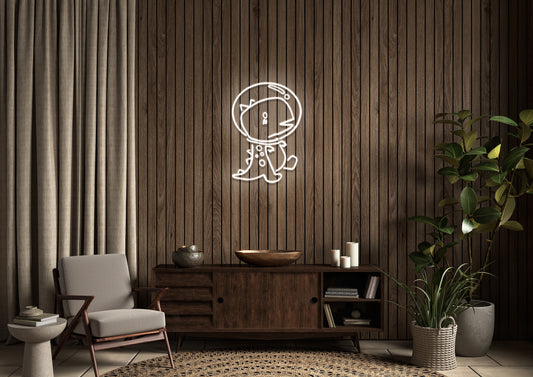 T-rex Bubble Head (single line) - Neon Sign