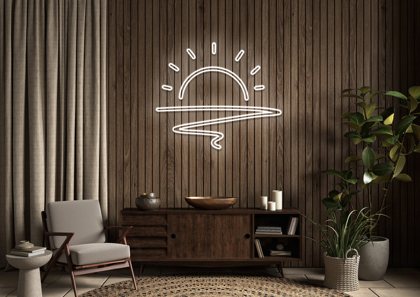 Sunset Outline (Double Line) - Neon Sign